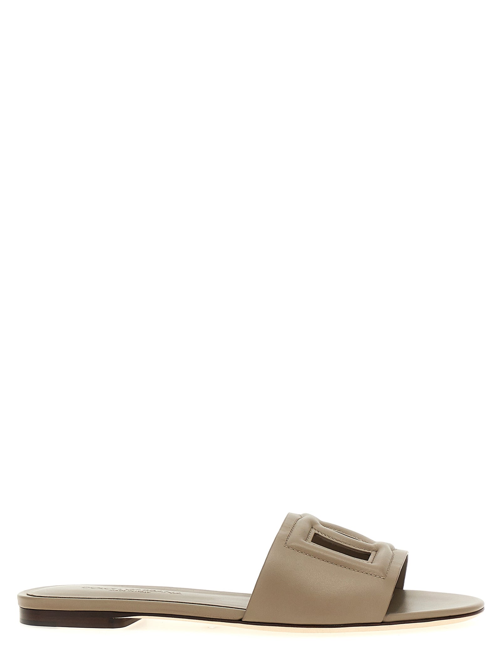 Dolce & Gabbana Gray Calfskin Slides