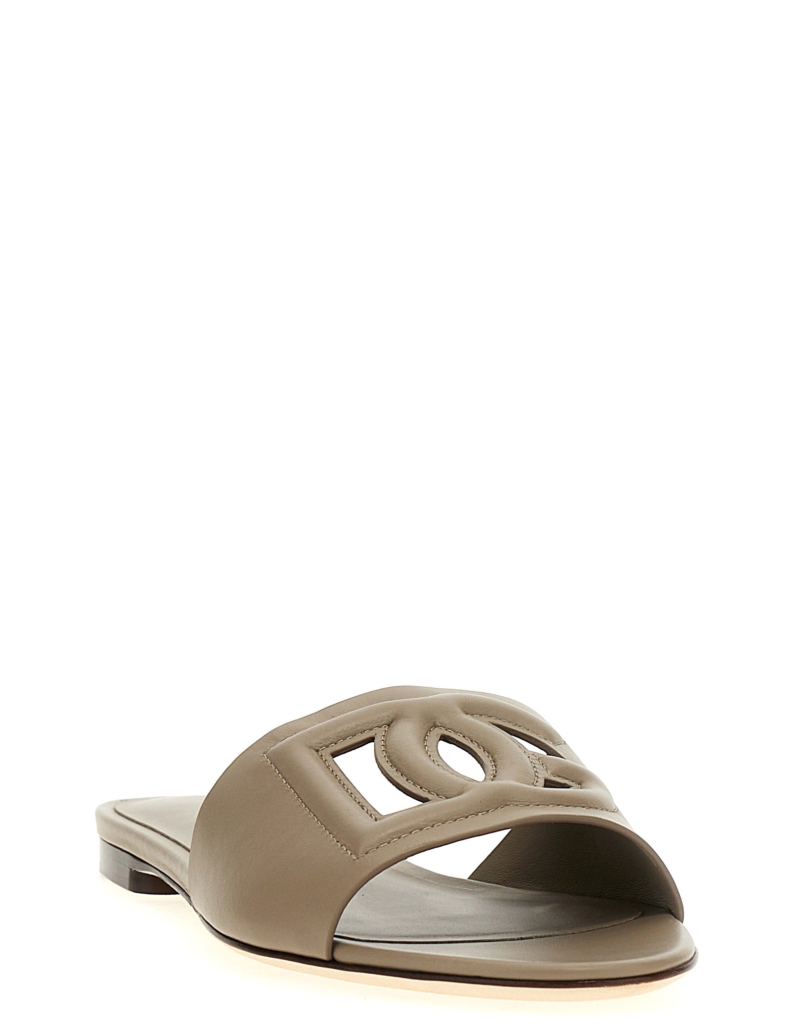 Dolce & Gabbana Gray Calfskin Slides