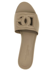 Dolce & Gabbana Gray Calfskin Slides