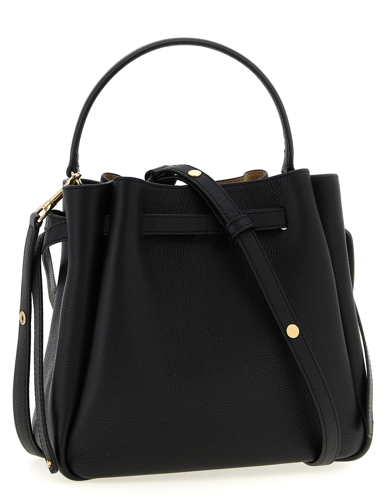 Tory Burch Black Hammered Cow Leather Bucket Bag