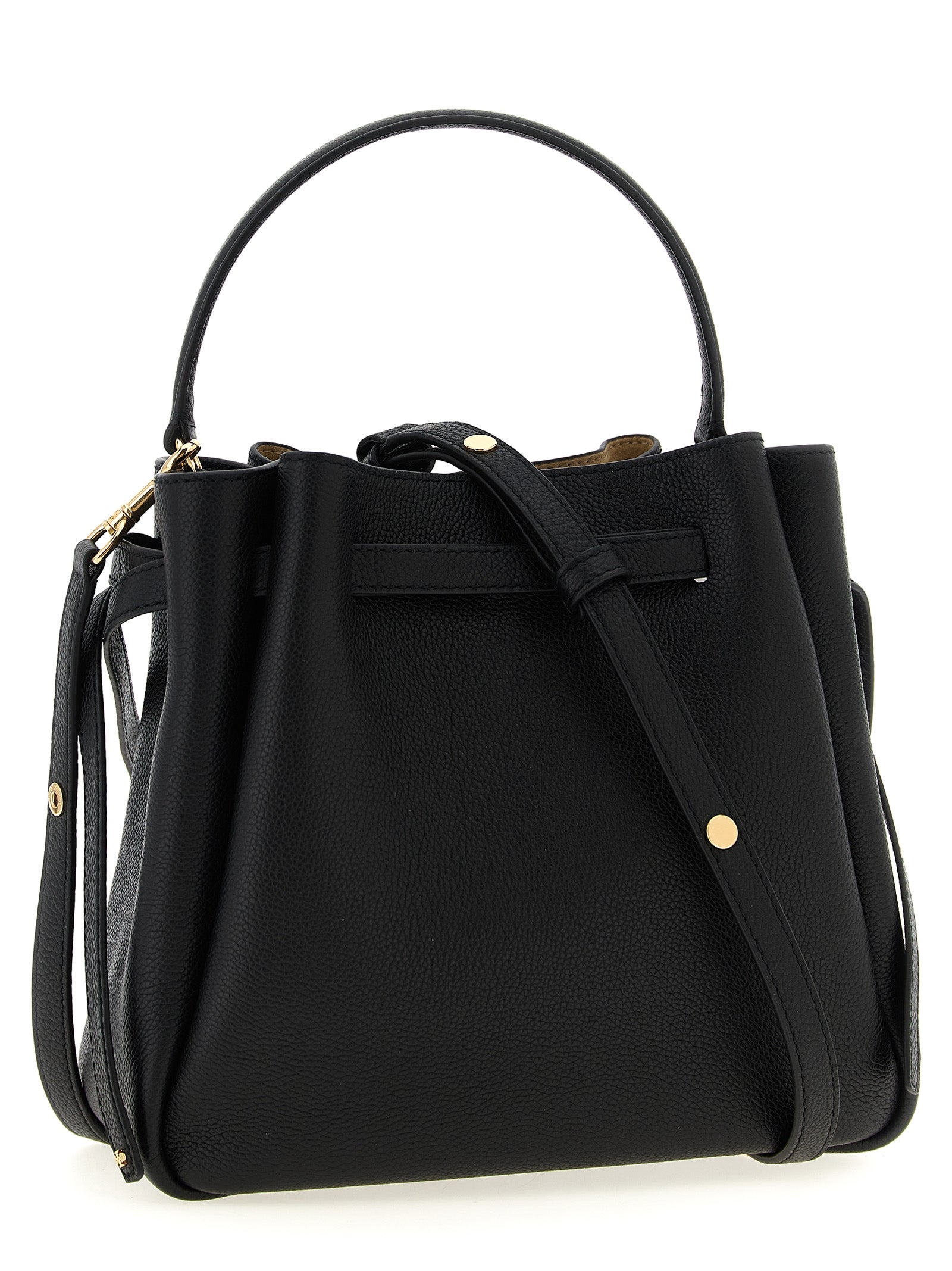 Tory Burch Black Hammered Cow Leather Bucket Bag