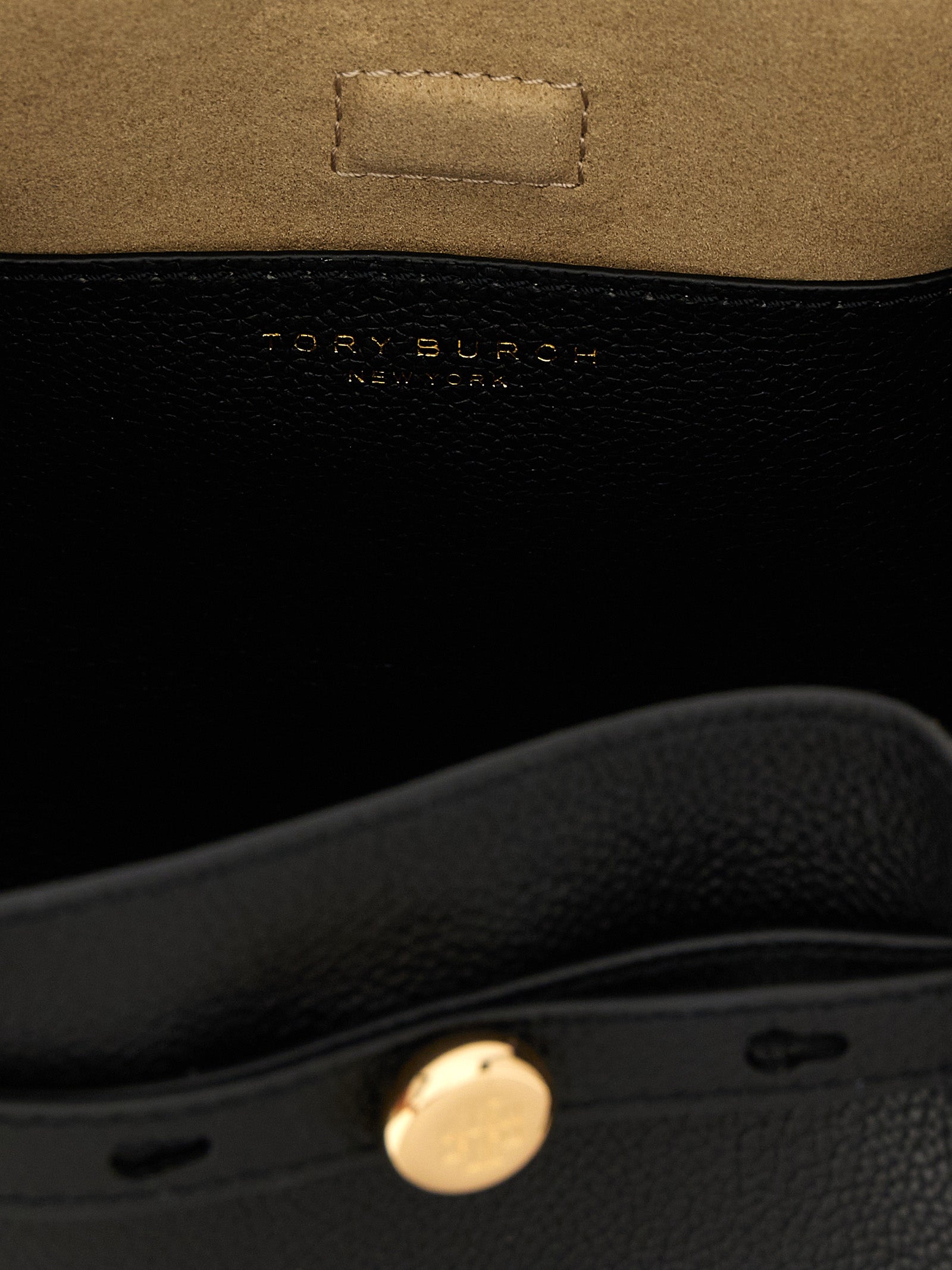 Tory Burch Black Hammered Cow Leather Bucket Bag