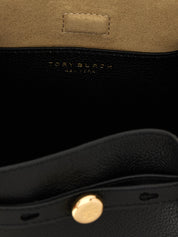 Tory Burch Black Hammered Cow Leather Bucket Bag