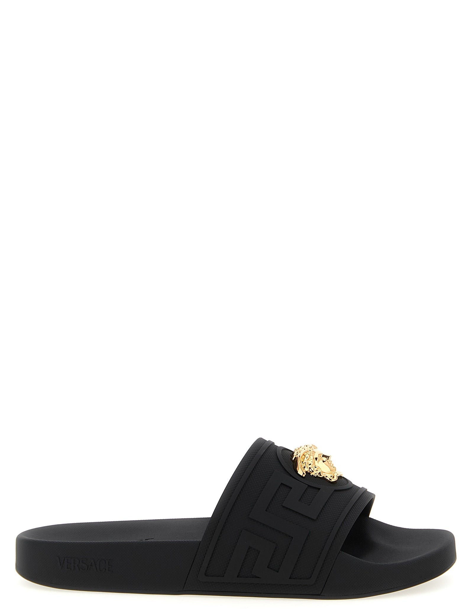Versace Black Glass Slides