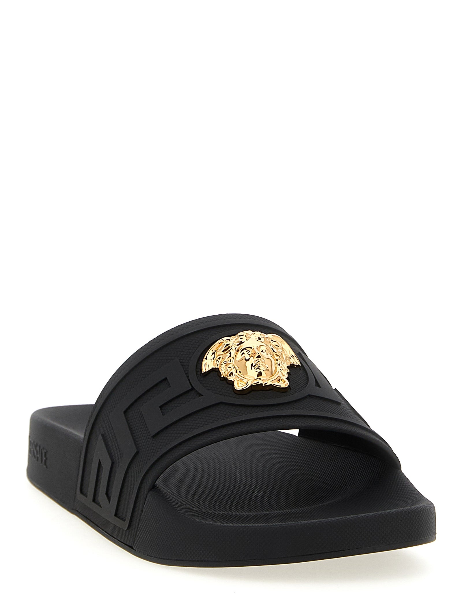 Versace Black Glass Slides