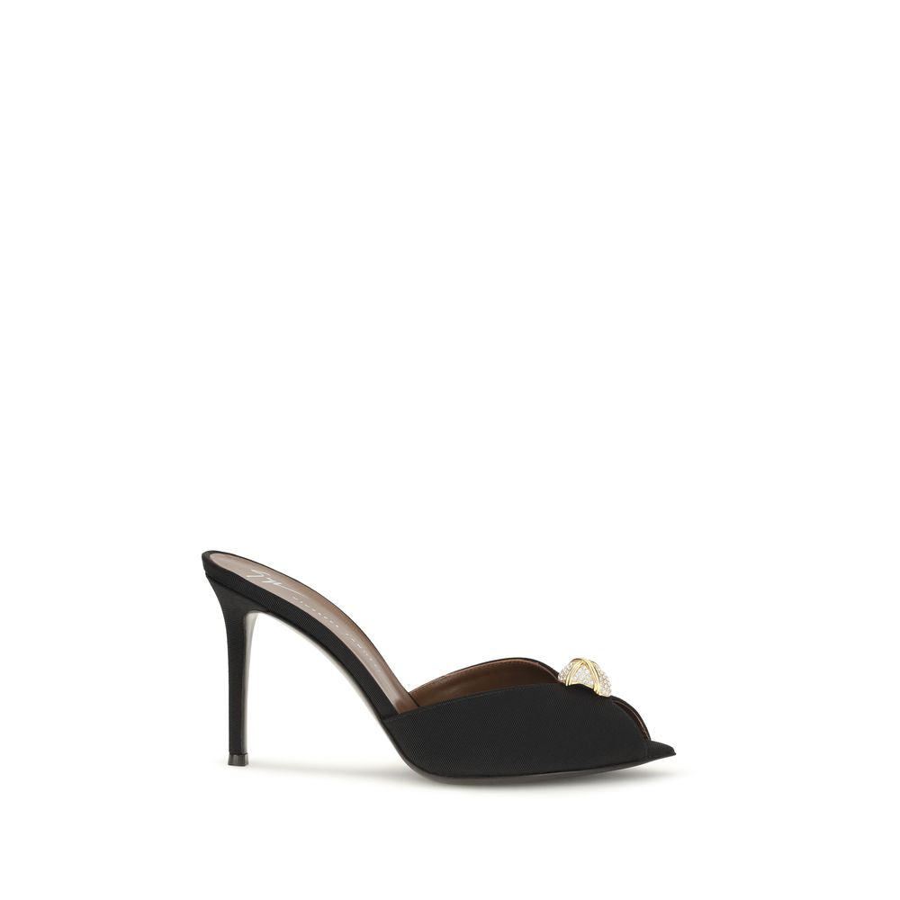 Giuseppe Zanotti Black Calf Leather Stiletto Heel Sandals