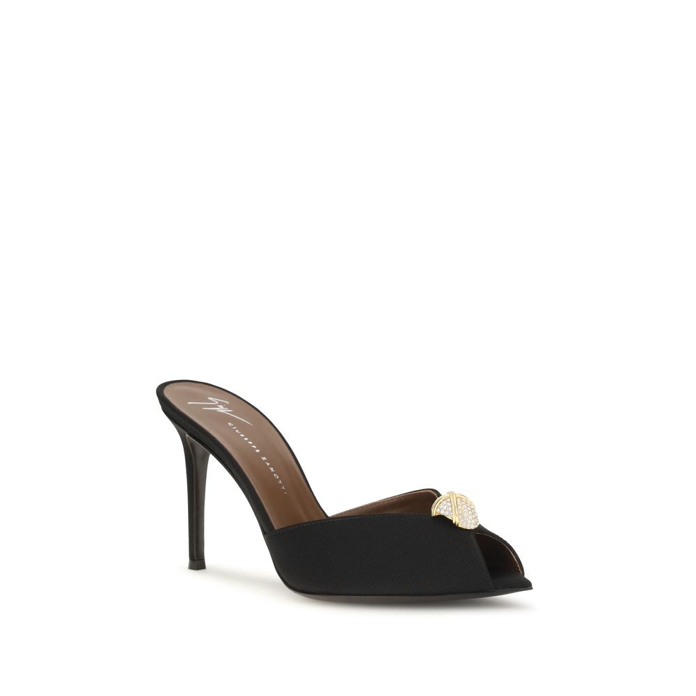 Giuseppe Zanotti Black Calf Leather Stiletto Heel Sandals