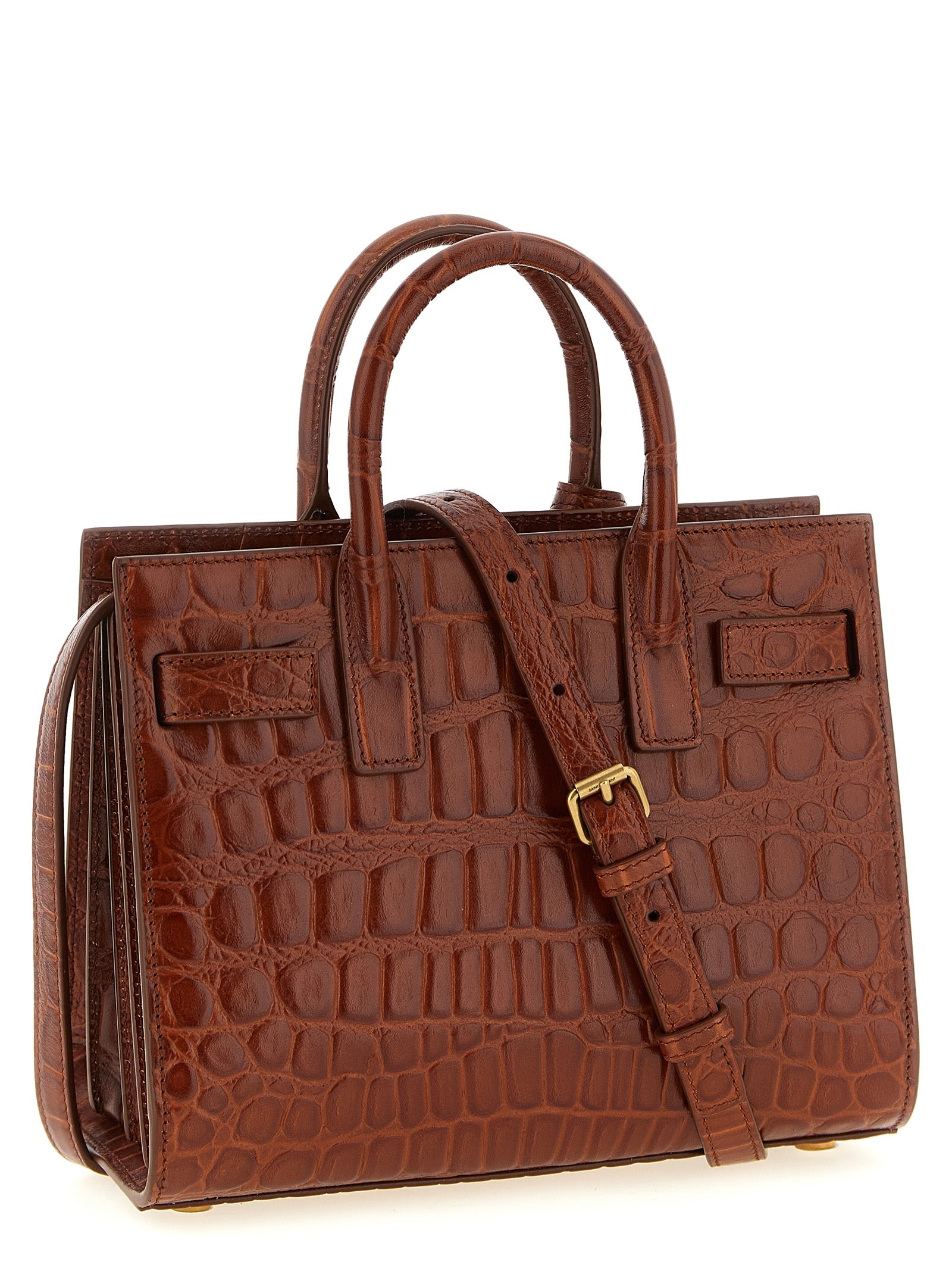 Saint Laurent Brown Calfskin Nano Sac De Jour Handbag