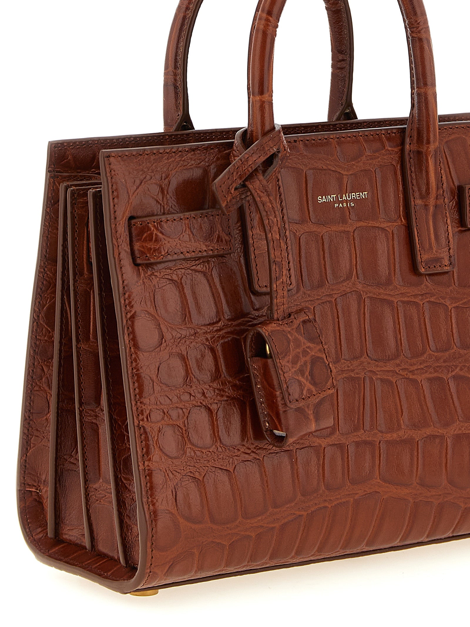 Saint Laurent Brown Calfskin Nano Sac De Jour Handbag