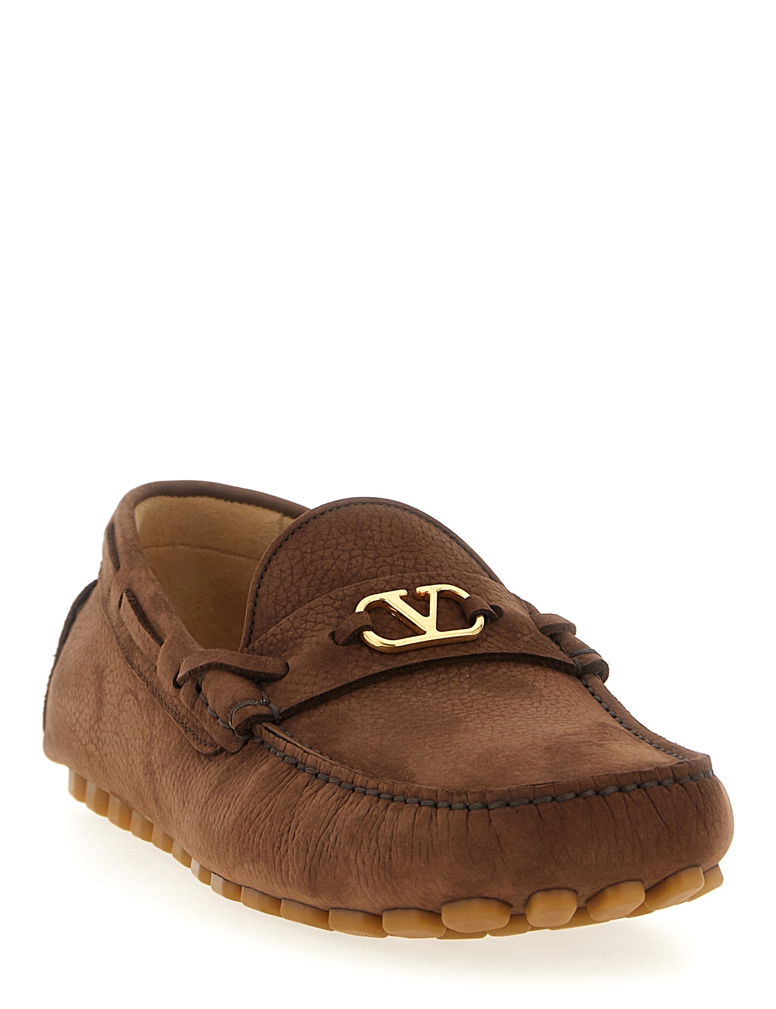Valentino Garavani Brown Calfskin Slip-On Loafers