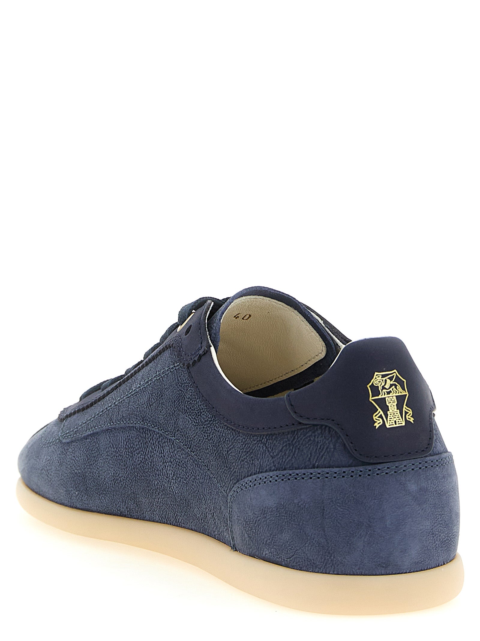 Brunello Cucinelli Blue Calfskin Low Top Sneakers