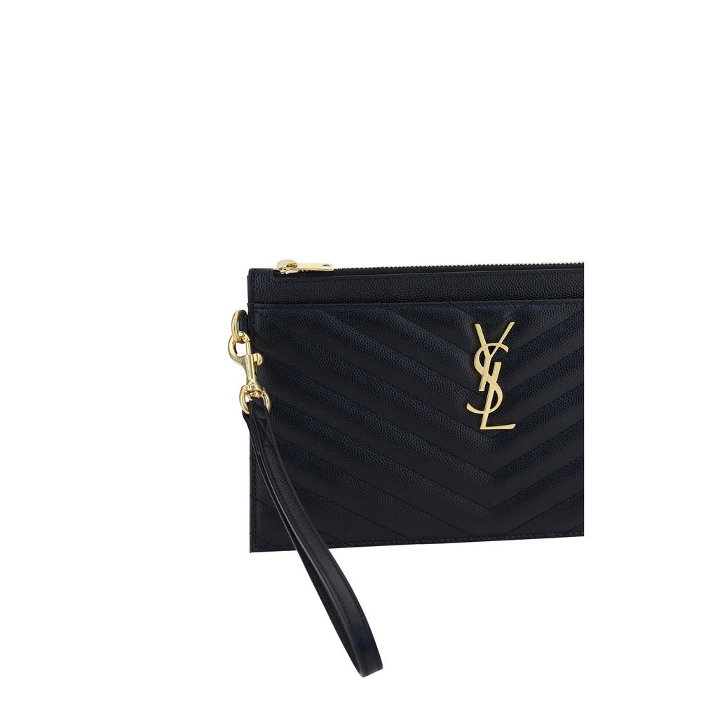 Saint Laurent Black Calf Leather Clutch