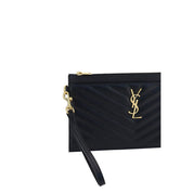 Saint Laurent Black Calf Leather Clutch