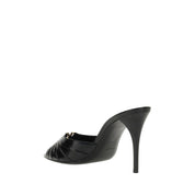 Saint Laurent Black Lambskin Stiletto Heel Sandals