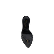 Saint Laurent Black Lambskin Stiletto Heel Sandals