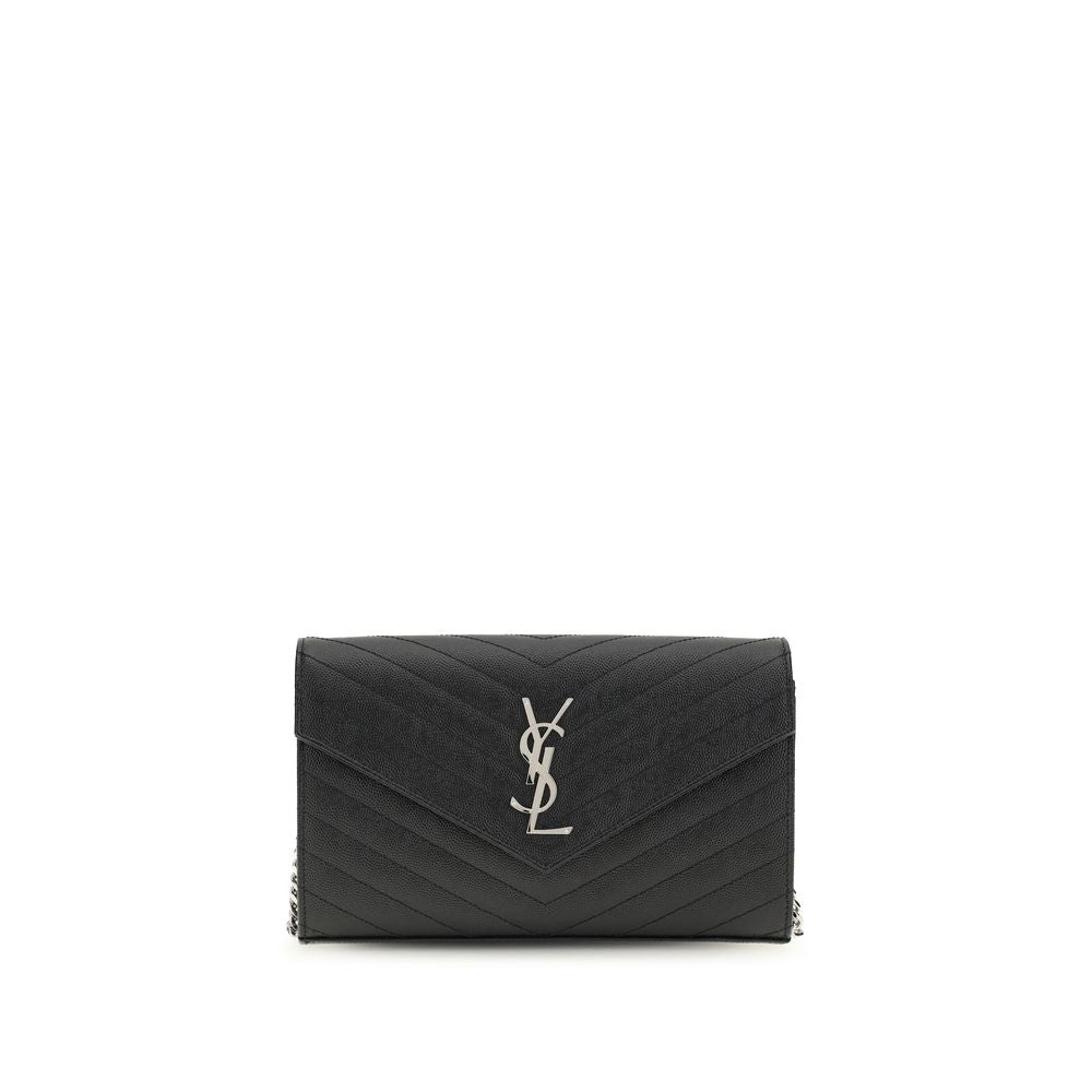 Saint Laurent Black Calf Leather Chain Wallet