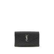 Saint Laurent Black Calf Leather Chain Wallet