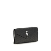 Saint Laurent Black Calf Leather Chain Wallet