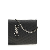 Saint Laurent Black Calf Leather Chain Wallet