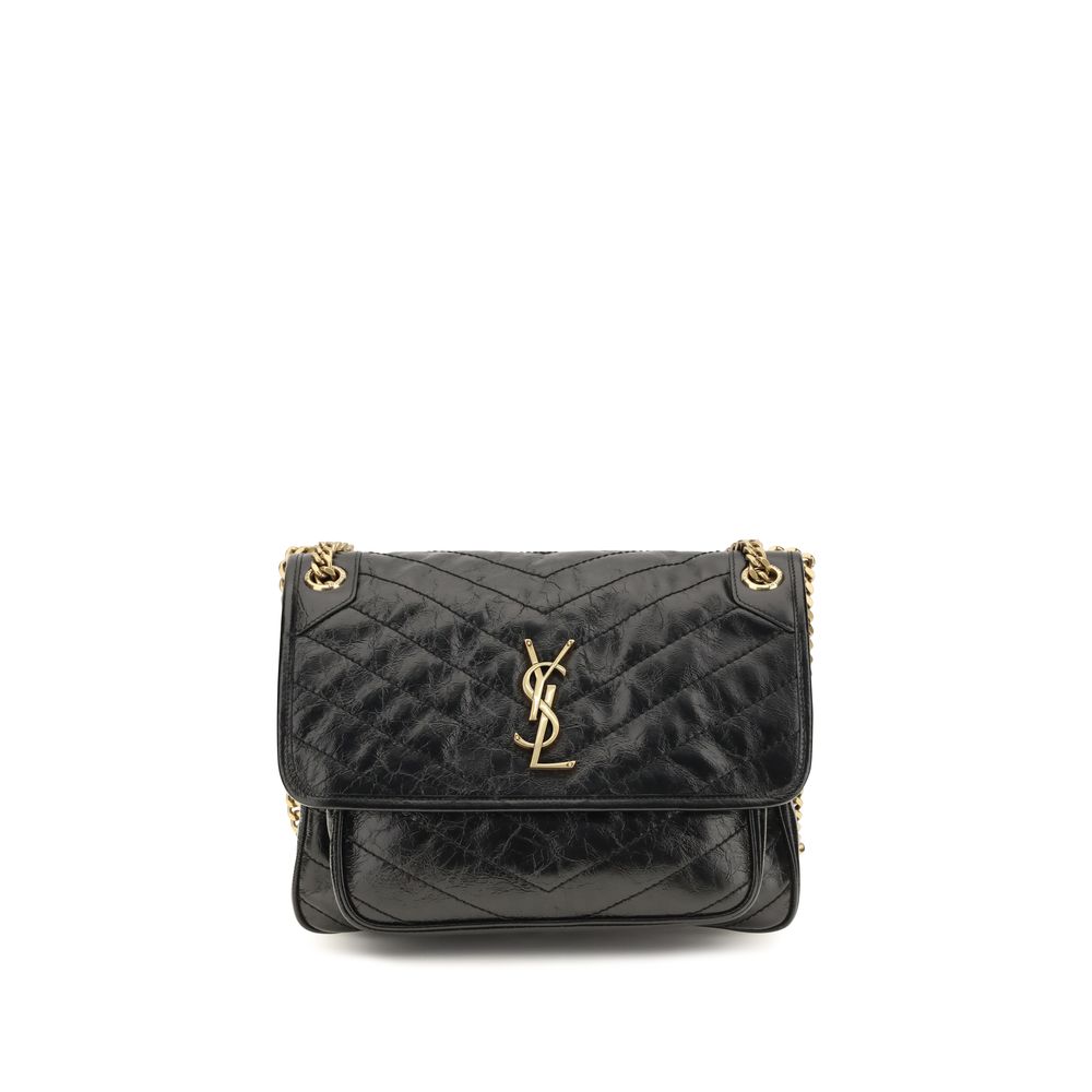 Saint Laurent Niki axelväska i svart kalvläder