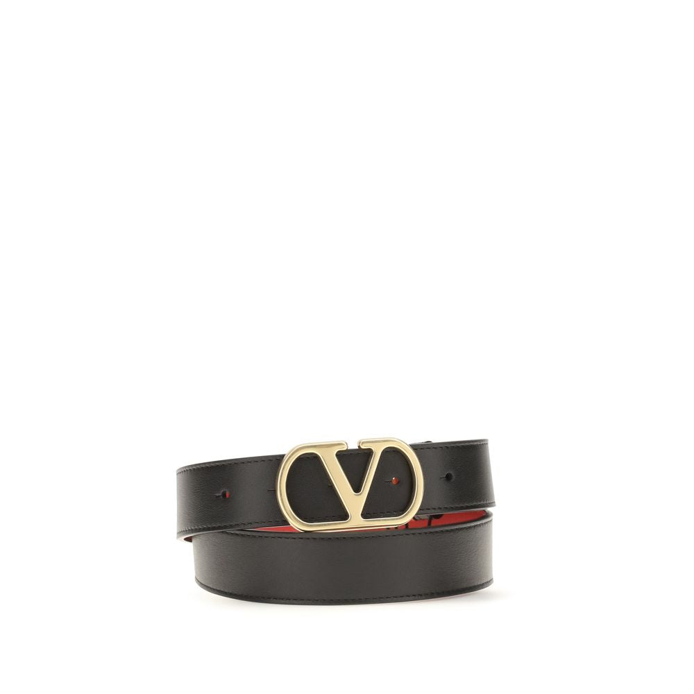 Valentino Garavani Black Calf Leather Regular Belt