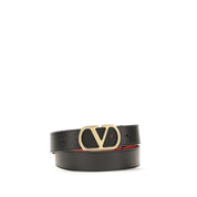 Valentino Garavani Black Calf Leather Reversible Belt