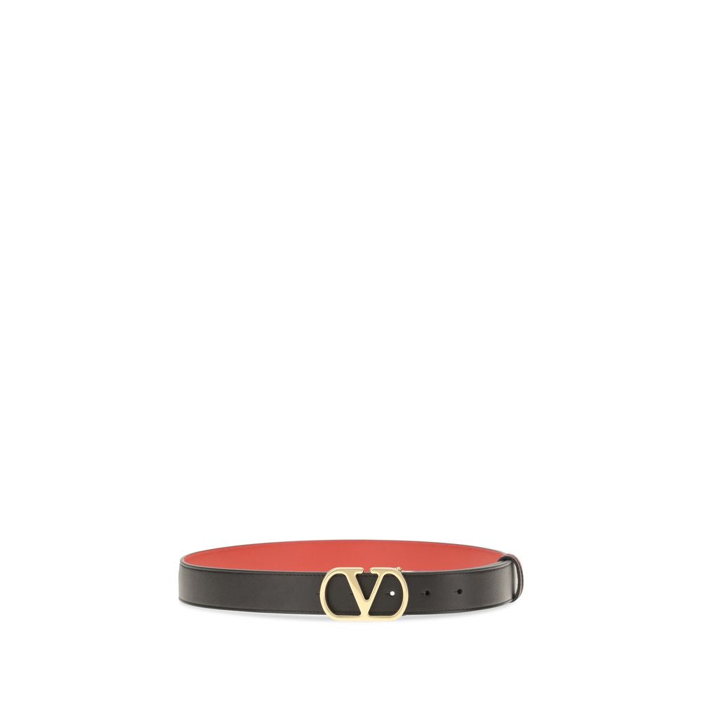 Valentino Garavani Black Calf Leather Reversible Belt