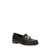 Ferragamo Black Calf Leather Slip-On Loafers