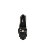 Ferragamo Black Calf Leather Slip-On Loafers