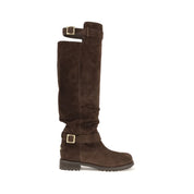 Jimmy Choo Brown Calf Leather Over The Knee Boots