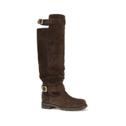 Jimmy Choo Brown Calf Leather Over The Knee Boots