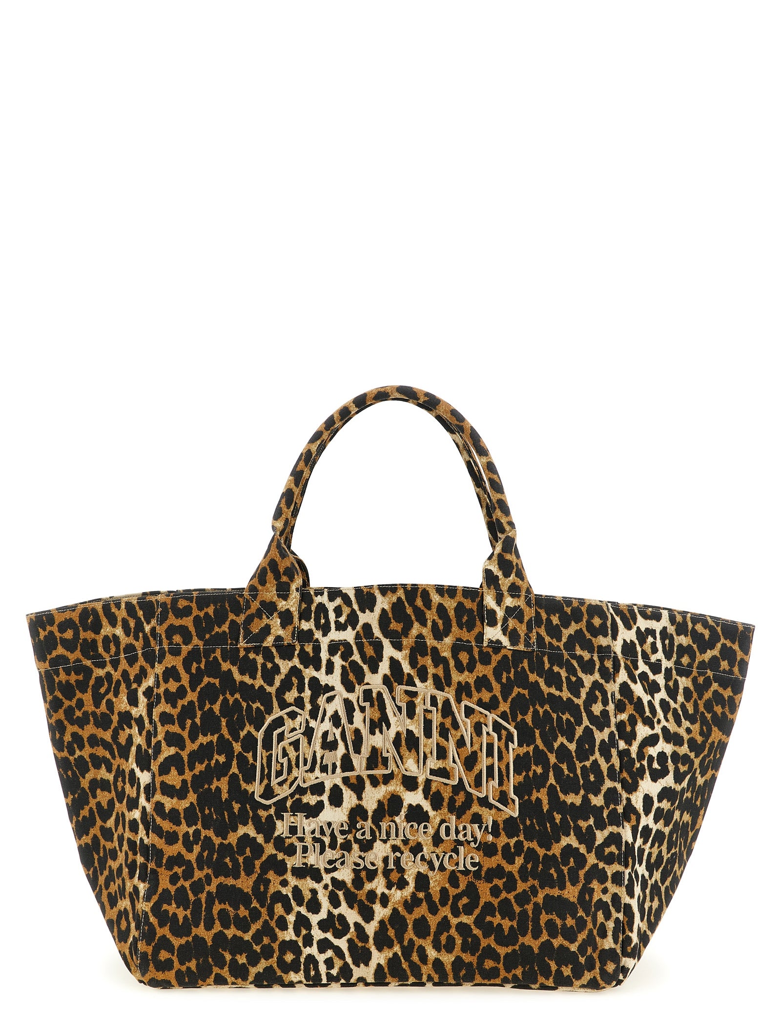 Ganni Brown Recycled Cotton Tote Bag