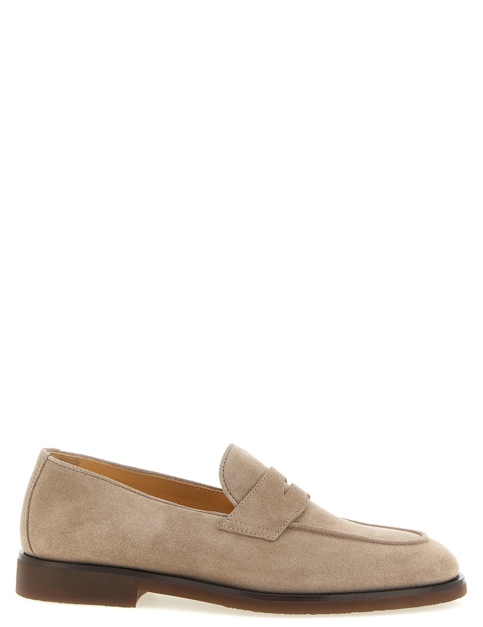 Brunello Cucinelli Light Gray Calfskin Slip-On Loafers