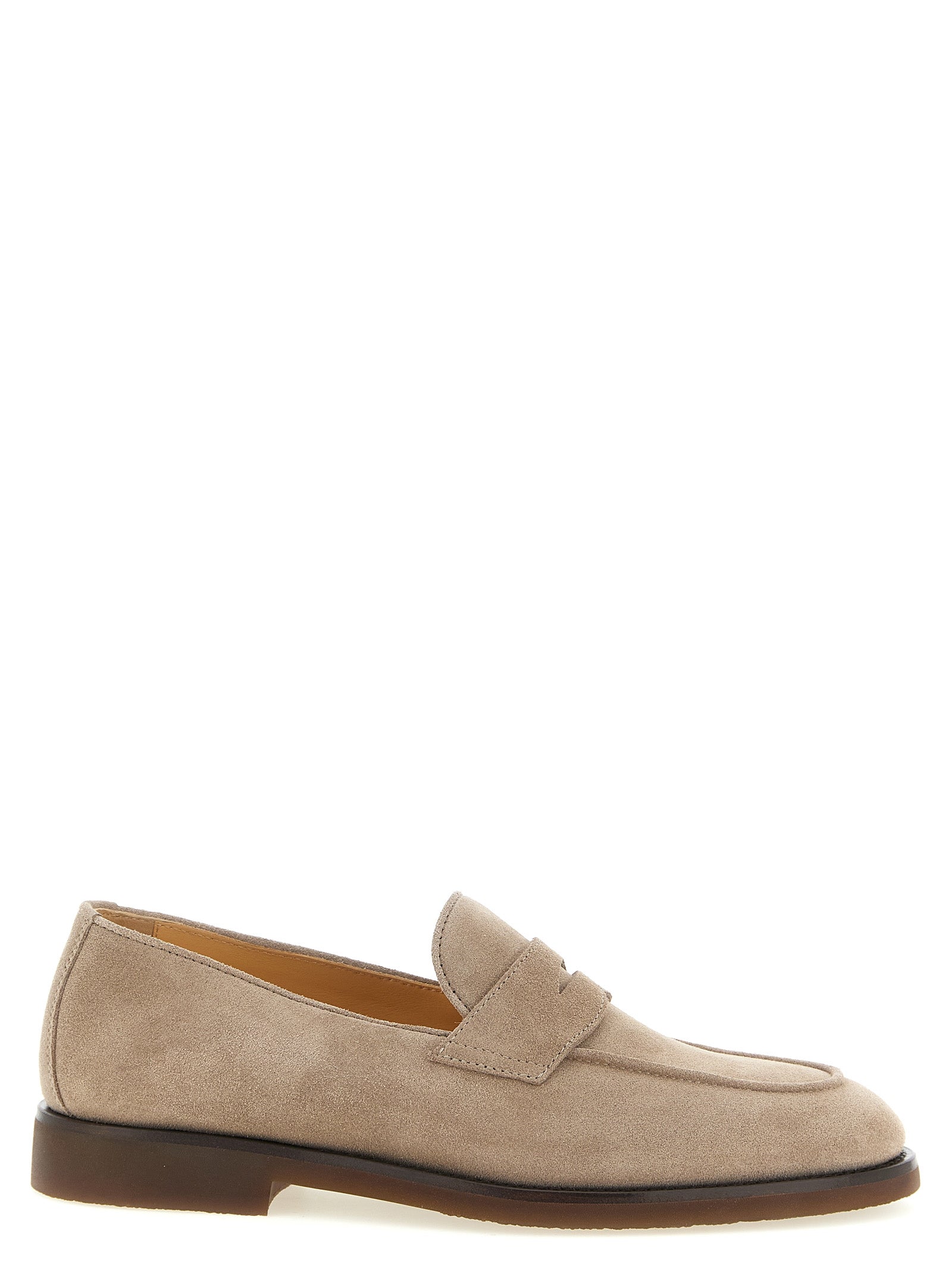 Brunello Cucinelli Light Gray Calfskin Slip-On Loafers