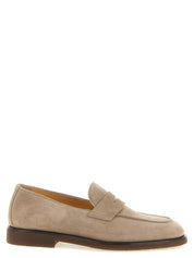 Brunello Cucinelli Light Gray Calfskin Slip-On Loafers