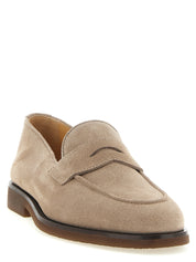 Brunello Cucinelli Light Gray Calfskin Slip-On Loafers