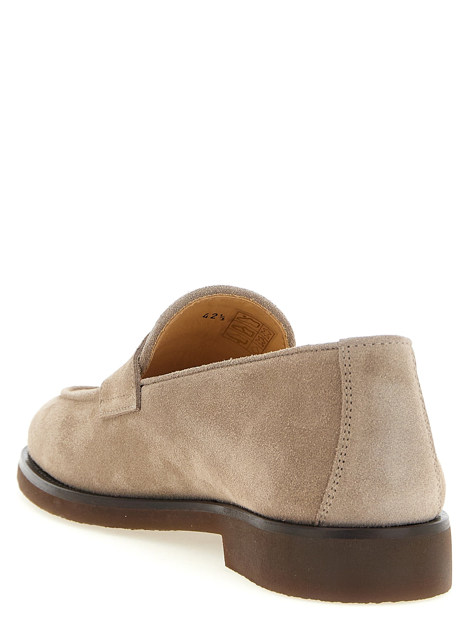 Brunello Cucinelli Light Gray Calfskin Slip-On Loafers