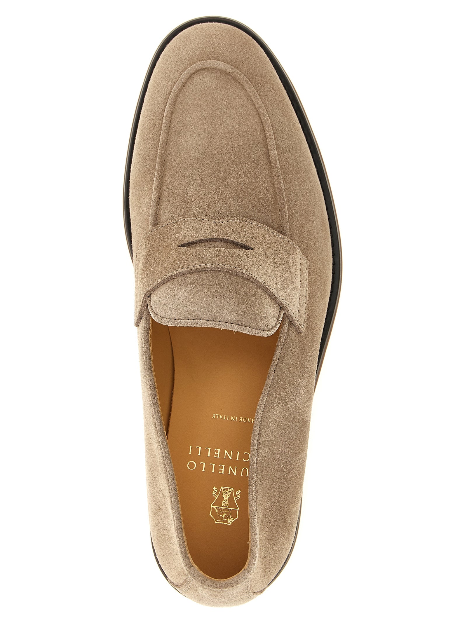 Brunello Cucinelli Light Gray Calfskin Slip-On Loafers
