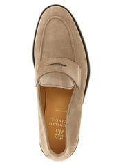 Brunello Cucinelli Light Gray Calfskin Slip-On Loafers