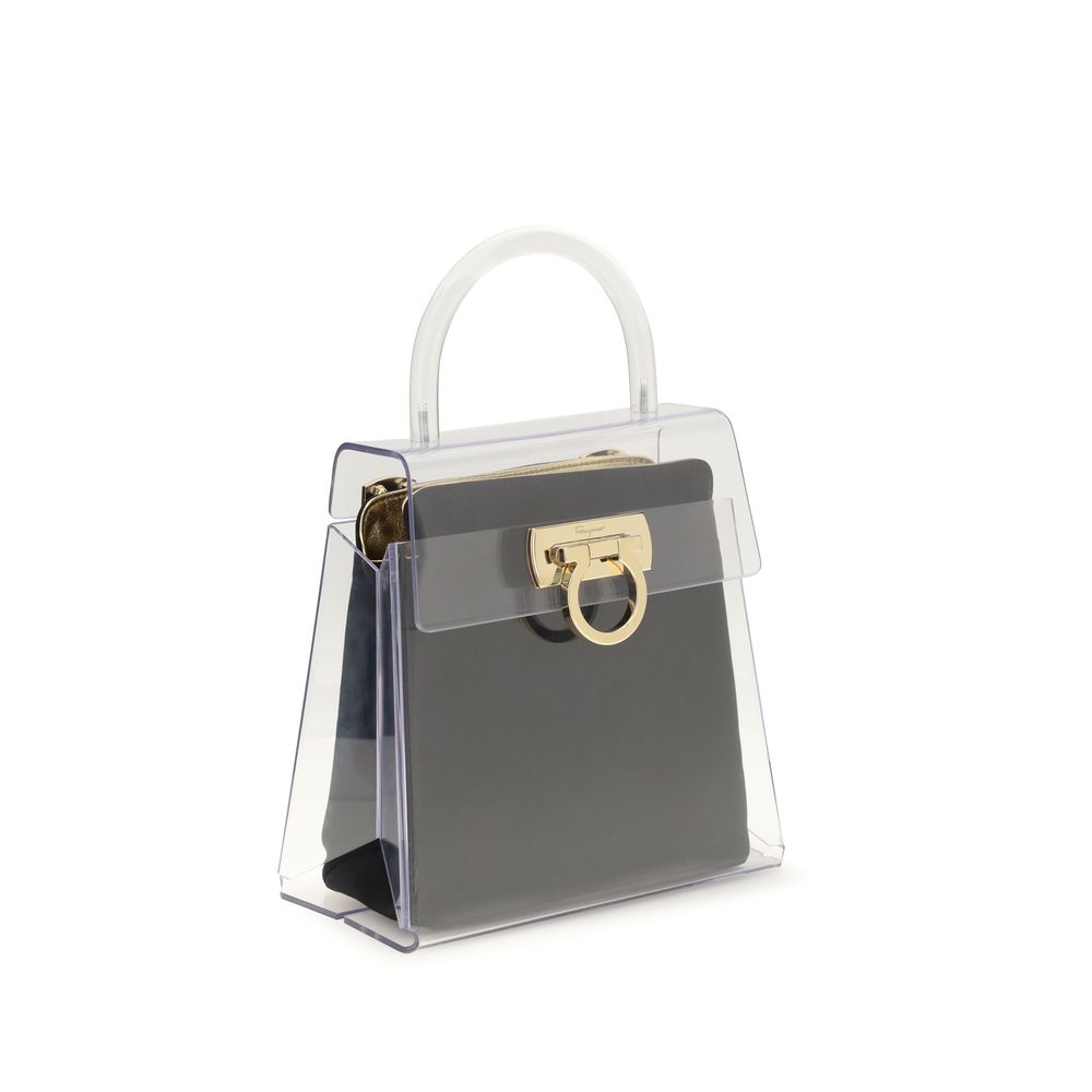 Ferragamo Black PVC Top Handle Handbag