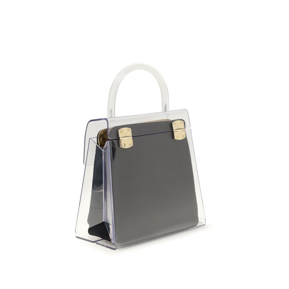 Ferragamo Black PVC Top Handle Handbag