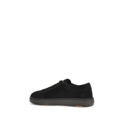Santoni Black Calf Leather Low Top Sneakers
