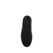 Santoni Black Calf Leather Low Top Sneakers