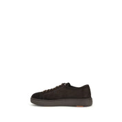 Santoni Brown Calf Leather Low Top Sneakers
