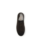 Santoni Brown Calf Leather Low Top Sneakers