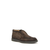 Santoni Brown Calf Leather Ankle Boots