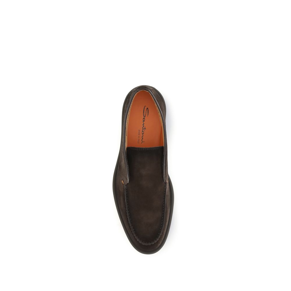Santoni Brown Calf Leather Ankle Boots