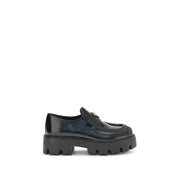 Prada Black Brushed Calf Leather Slip-On Loafers