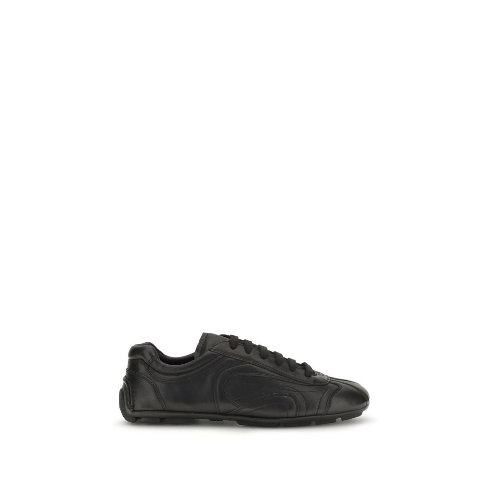 Prada Black Calf Leather Low Top Sneakers