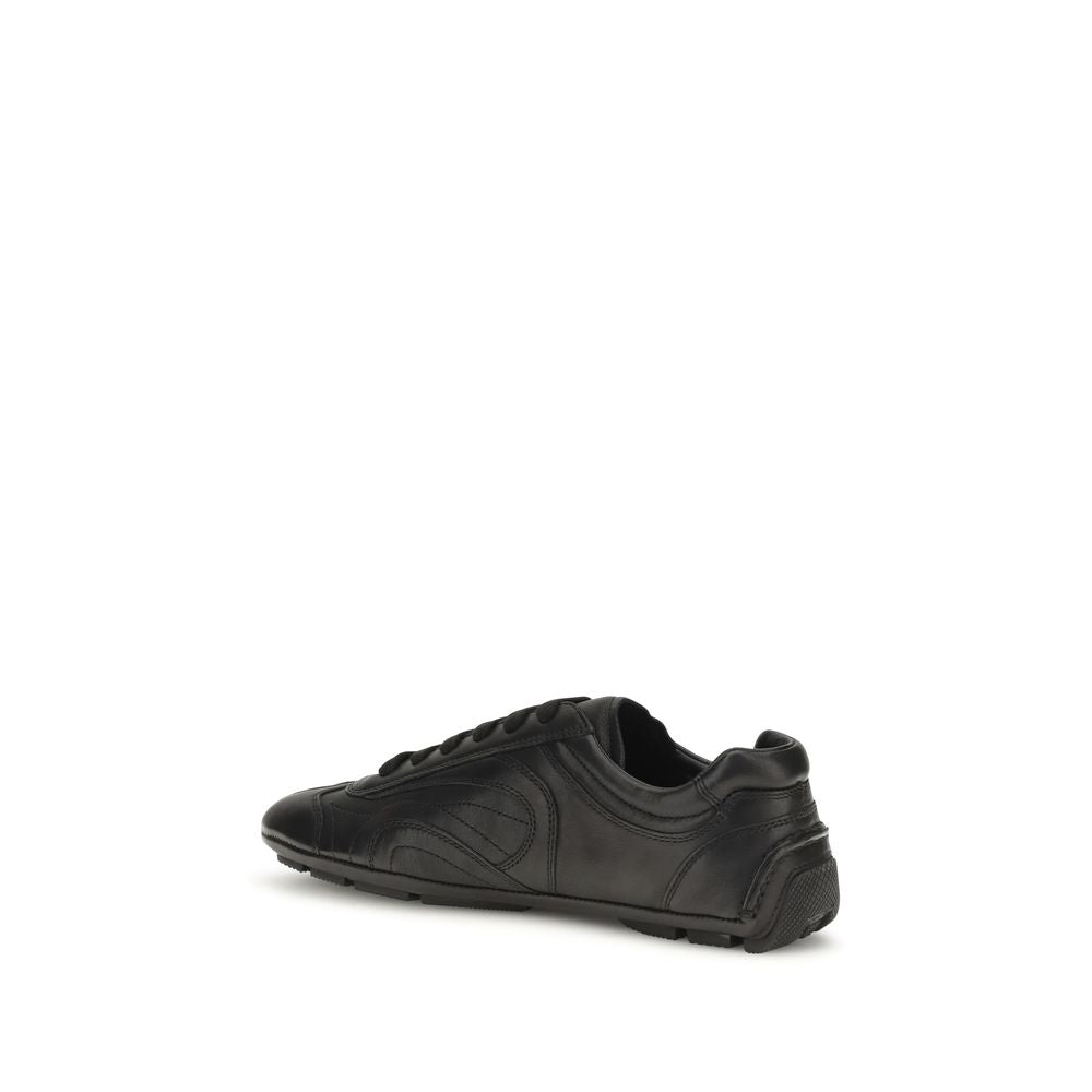 Prada Black Calf Leather Low Top Sneakers